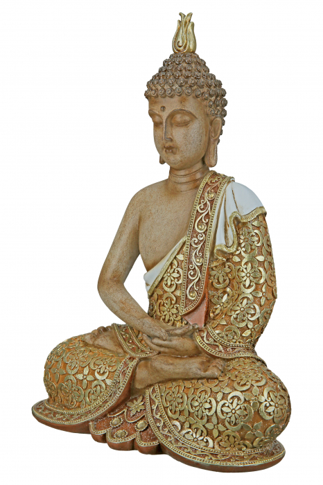 Decoratiune Buddha Mangala, Rasina, Auriu, 20x29x10 cm [3]