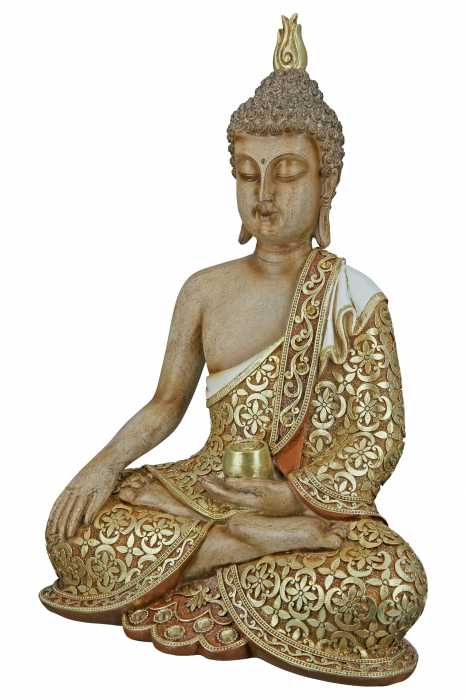 Decoratiune Buddha Mangala, Rasina, Auriu, 24x35x12 cm [4]