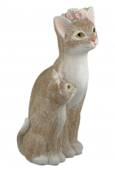 Decoratiune Cat Nala, Rasina, Maro/Alb, 11x19.5x8.5 cm [3]
