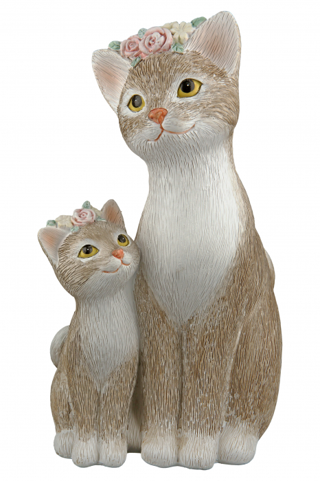 Decoratiune Cat Nala, Rasina, Maro/Alb, 11x19.5x8.5 cm [4]