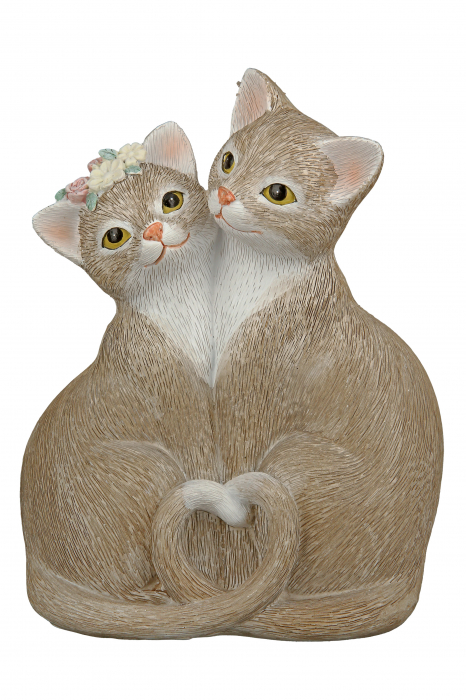 Decoratiune Cat Nala, Rasina, Maro/Alb, 15x19x8 cm [4]