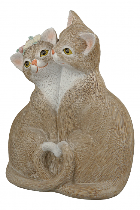 Decoratiune Cat Nala, Rasina, Maro/Alb, 15x19x8 cm [3]