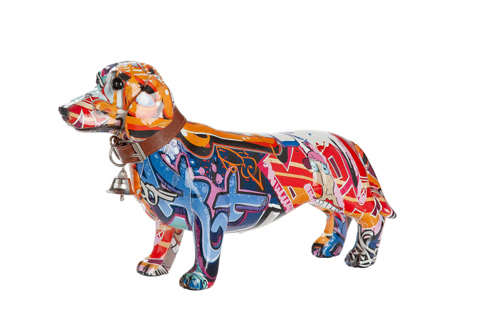 Decoratiune catel Pop art, rasina, multicolor, 26x8x16,5 cm [2]
