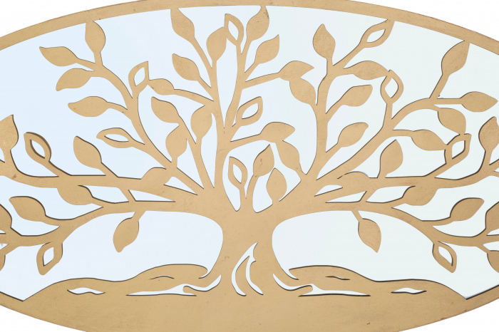 Decoratiune de perete Albero Della Vita, Fier/MDF/Oglinda, Auriu, 60x120x2 cm [5]