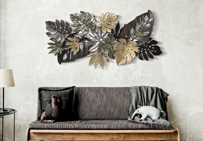Decoratiune de perete Antique leaf, fier, multicolor, 133X10X67 cm [1]