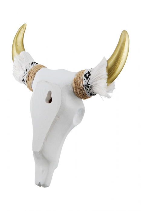 Decoratiune de perete Bull, Rasina, Alb/Auriu, 4x16.5x20 cm [2]