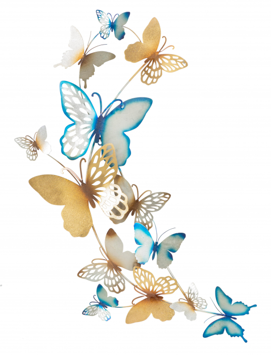 Decoratiune de perete Butterflies, Fier, Multicolor, 115x59.5x4 cm [5]