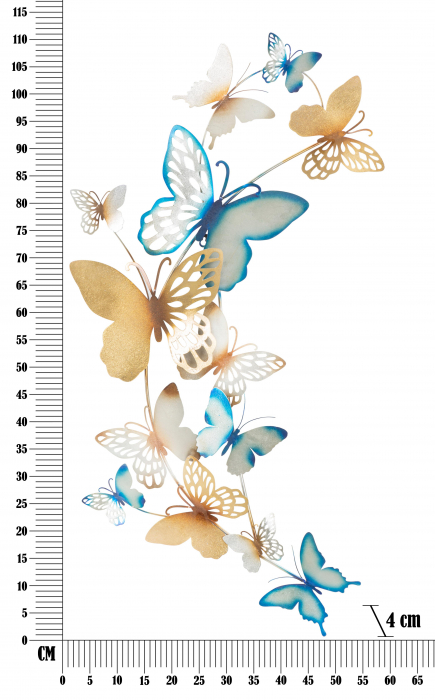 Decoratiune de perete Butterflies, Fier, Multicolor, 115x59.5x4 cm [6]