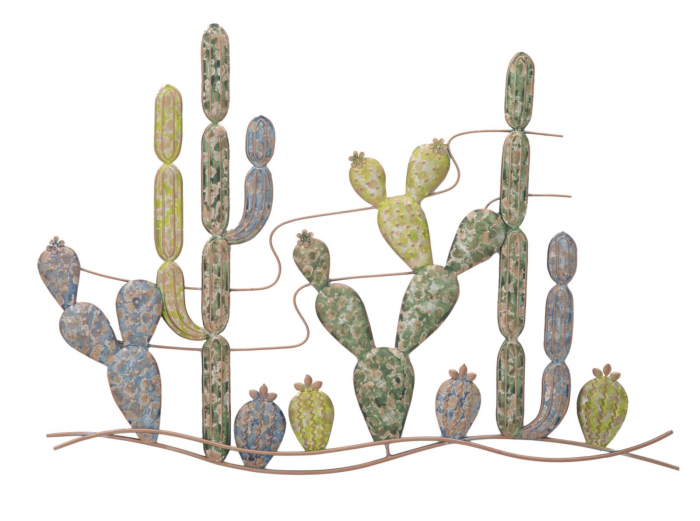Decoratiune de perete cactus, fier, Multicolor, 90X2,5X64 cm [1]
