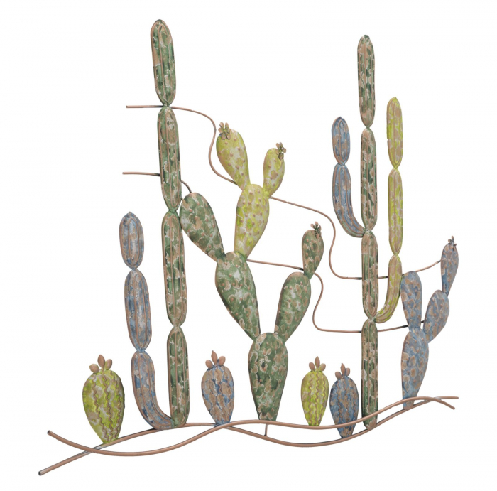 Decoratiune de perete cactus, fier, Multicolor, 90X2,5X64 cm [2]