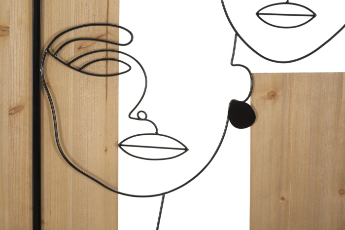 Decoratiune de perete cu fete din fier si lemn cm 63x2x90 [2]