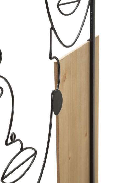 Decoratiune de perete cu fete din fier si lemn cm 63x2x90 [4]