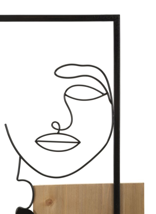 Decoratiune de perete cu fete din fier si lemn cm 63x2x90 [3]