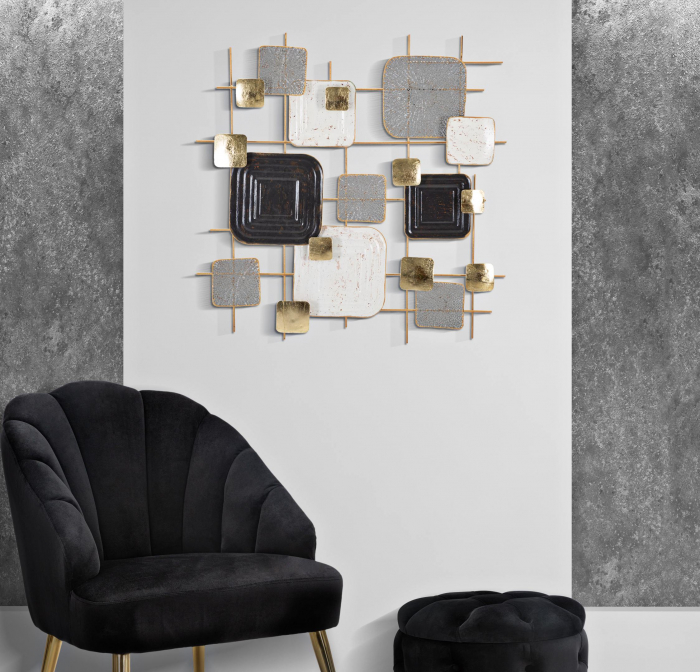 Decoratiune de perete Cubes, Fier, Multicolor, 80x80x5 cm [1]