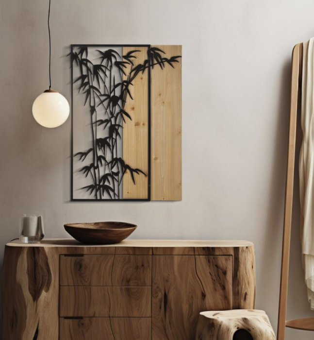 Decoratiune de perete din bambus 58x2x80 cm [5]