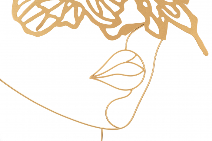 Decoratiune de perete Face, Fier, Auriu, 80x60x1 cm [4]