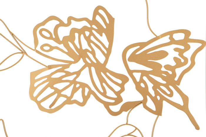 Decoratiune de perete Face, Fier, Auriu, 80x60x1 cm [3]