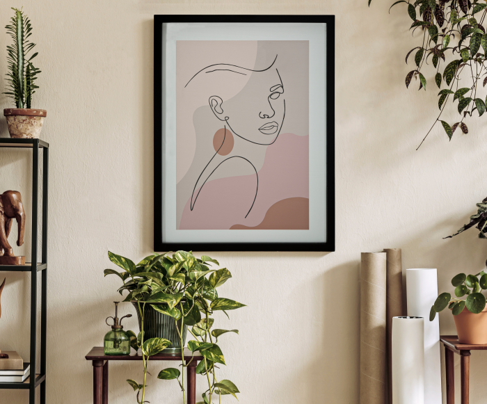 Decoratiune de perete Face -C-, MDF/Sticla, Multicolor, 47x35x2 cm [1]