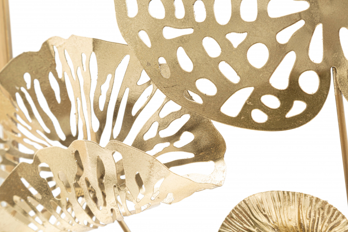 Decoratiune de perete Flowers, Fier, Auriu, 50x50x5 cm [2]