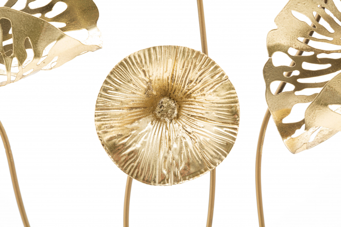 Decoratiune de perete Flowers, Fier, Auriu, 50x50x5 cm [3]