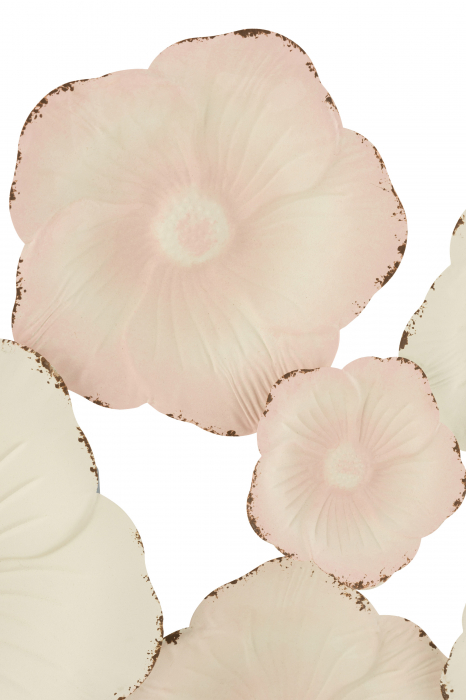 Decoratiune de perete Flowers, Metal/Fier, Roz/Alb, 103x61x4.5 cm [2]