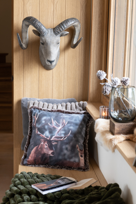 Decoratiune de perete Goat Head, Rasina, Maro, 28x48x22 cm [4]