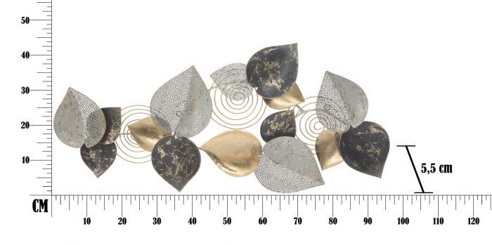 Decoratiune de perete Half Leaf A, Metal, Multicolor, 97X5.5X43 cm [7]