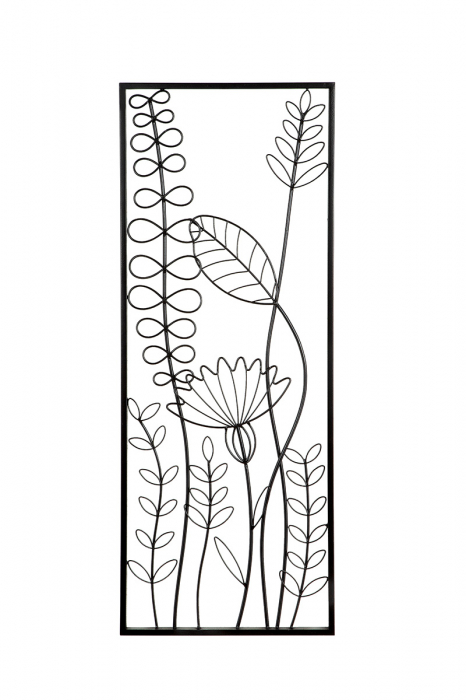 Set 2 decoratiuni de perete Leaves, Metal, Negru, 35x90x1 cm [3]