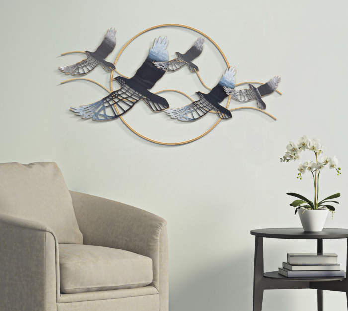 Decoratiune de perete, Metal, Pasăre 91X7X50 cm [5]