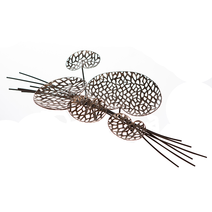 Decoratiune de perete Purleay leafes, metal, maro/argintiu, 27x52x10 cm [2]