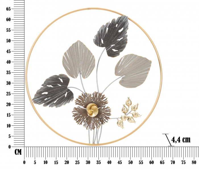 Decoratiune de perete Rod, Fier, Multicolor, 65.4x65.4x4.4 cm [5]