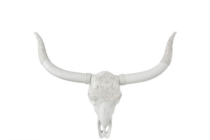 Decoratiune de perete Skull Deer, Rasina, Alb, 52x34x34 cm [2]