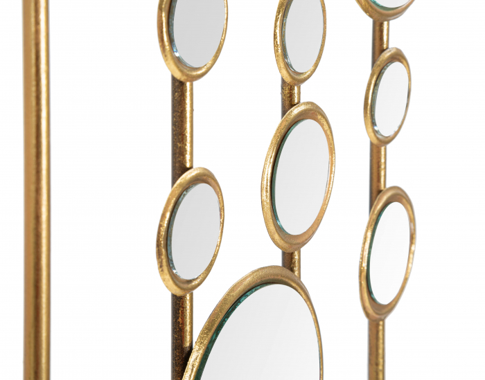 Decoratiune de perete Small Mirrors, Fier/Oglinda, Auriu, 90x35.5x1.5 cm [2]