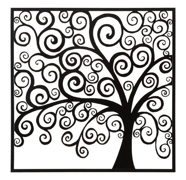 Decoratiune de perete Three Plus, Fier, Negru, 100x100x1 cm [7]