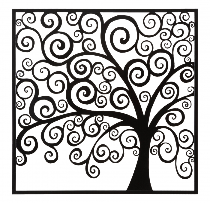 Decoratiune de perete Three Plus, Fier, Negru, 100x100x1 cm [5]