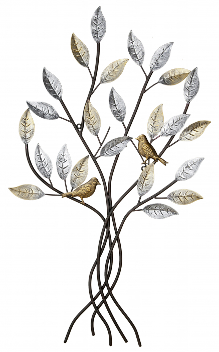 Decoratiune perete copac, BIRDS, metal, 50X76 cm [2]