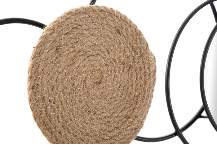 Decoratiune de perete TRIBY, Negru/Maro, Fier/Poliester/Oglinda, 52x106.5x4.5 cm [3]