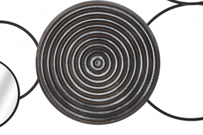 Decoratiune de perete TRIBY, Negru/Maro, Fier/Poliester/Oglinda, 52x106.5x4.5 cm [4]