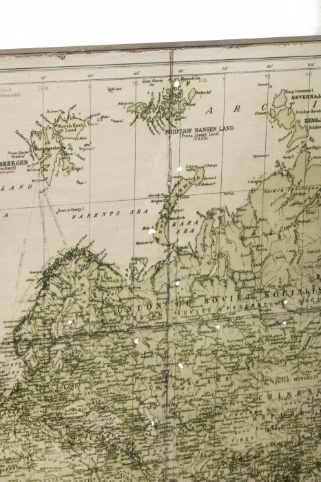 Decoratiune de perete Worldmap, Metal/Fier, Verde, 127x3.5x89 cm [2]