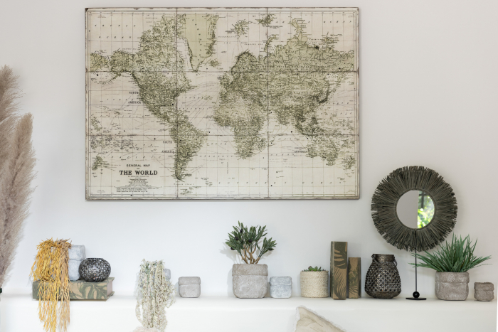 Decoratiune de perete Worldmap, Metal/Fier, Verde, 127x3.5x89 cm [5]