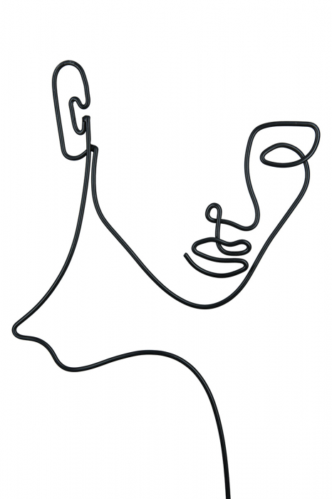 Decoratiune Face Rachel, Metal, Negru, 22.5x40.5x8 cm [4]