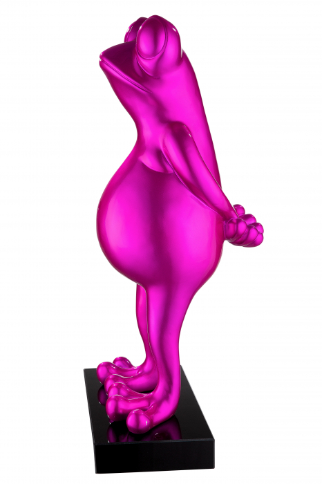 Decoratiune Frog, Rasina/Marmura, Negru/Roz, 32x68x30 cm [3]