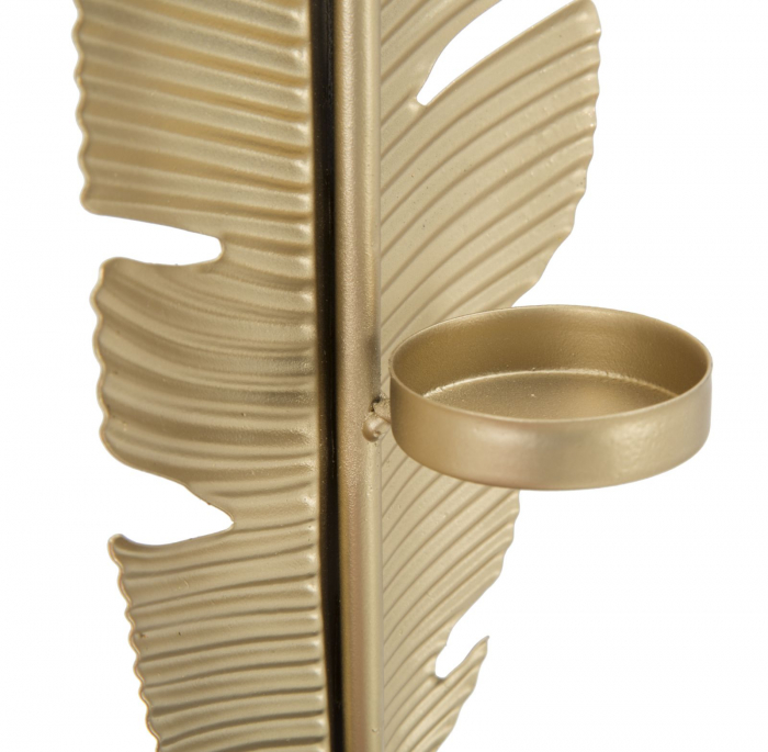 Decoratiune frunza, fier, auriu/negru, 10X10X34 cm [5]