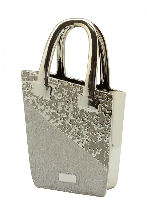 Vaza Grace, ceramica, argintiu, 20x10x35 cm [2]