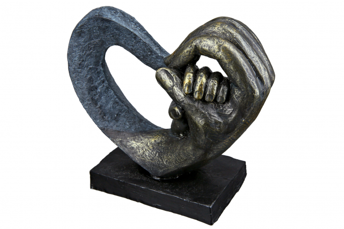 Decoratiune Hands of Love, Rasina, Negru/Albastru, 16x14x7 cm [6]