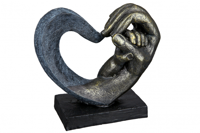 Decoratiune Hands of Love, Rasina, Negru/Albastru, 16x14x7 cm [3]