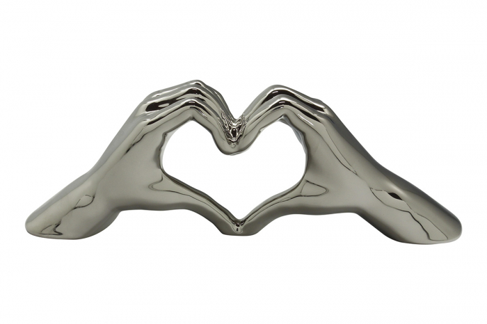 Decoratiune Heart, ceramica, argintiu, 45x15x10 cm [2]