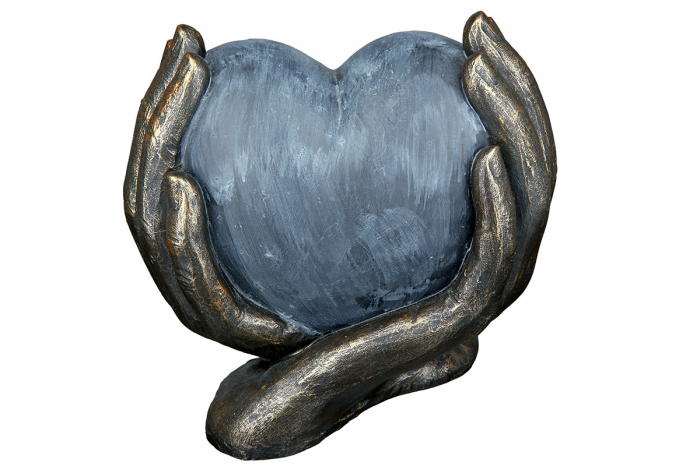 Decoratiune Heart in hands, Rasina, Negru/Albastru, 15x15x10 cm [2]