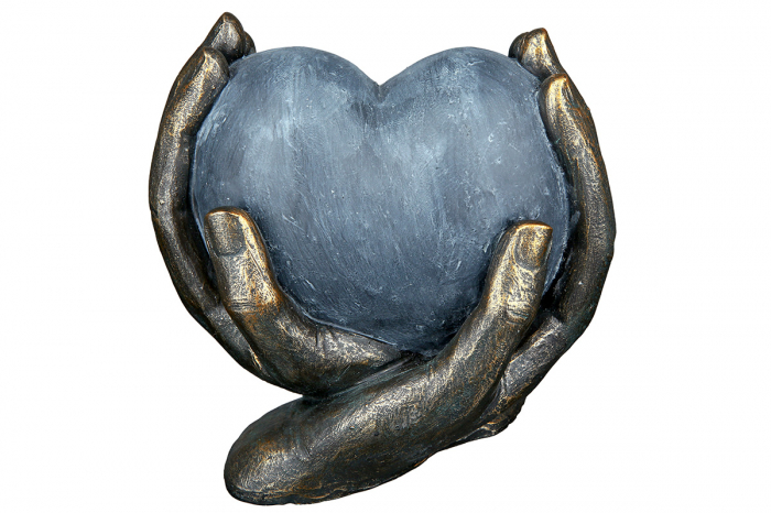Decoratiune Heart in hands, Rasina, Negru/Albastru, 15x15x10 cm [4]