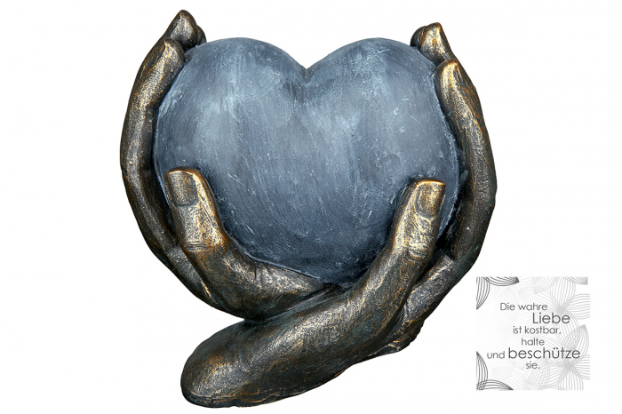 Decoratiune Heart in hands, Rasina, Negru/Albastru, 15x15x10 cm [3]